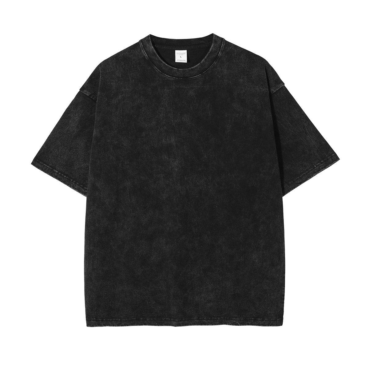 New Crew Neck Cotton Batik Short Sleeve Basic T-Shirt Black MuddyStock