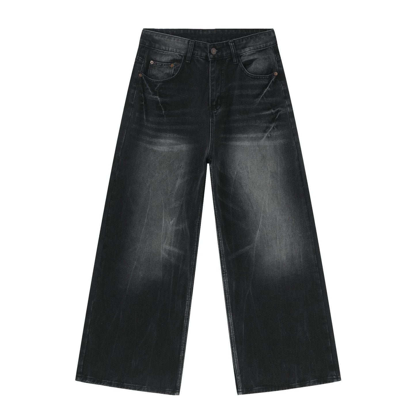 Men's Loose Straight Jeans Black And Gray MuddyStock