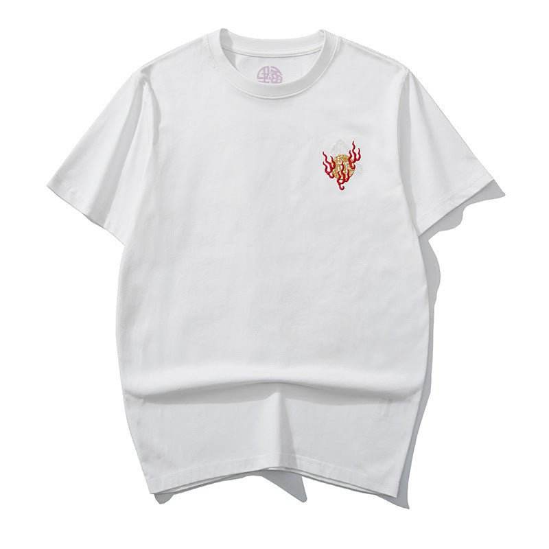 Black thread embroidery dragon pattern short sleeved T-shirt | MuddyStock Originals MuddyStock