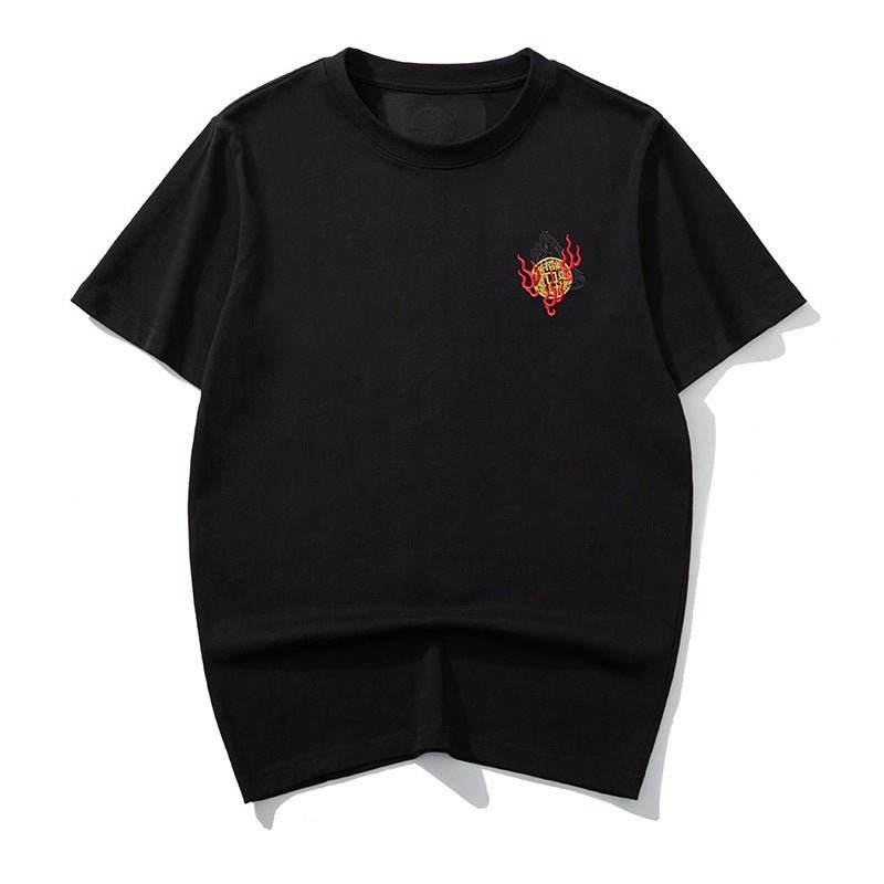 Black thread embroidery dragon pattern short sleeved T-shirt | MuddyStock Originals MuddyStock