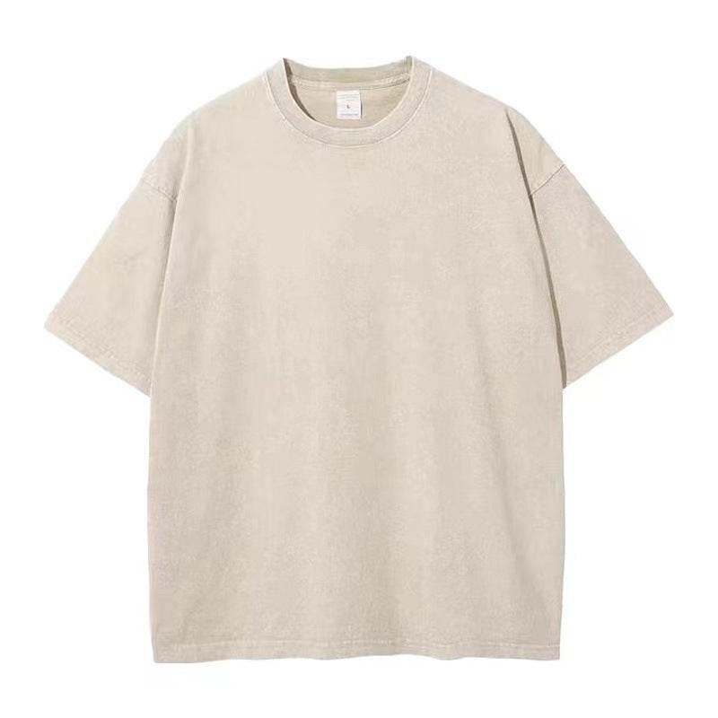 Summer New Round Neck Loose Retro Top Apricot MuddyStock