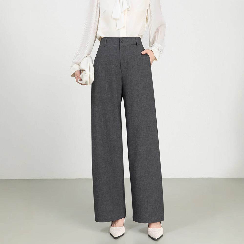 Cotton And Linen High Waist Suit Straight Wide-leg Pants MuddyStock