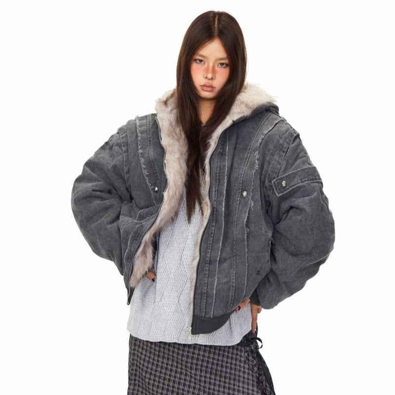 Lazy Thick Padded Hoodie For Women Gray