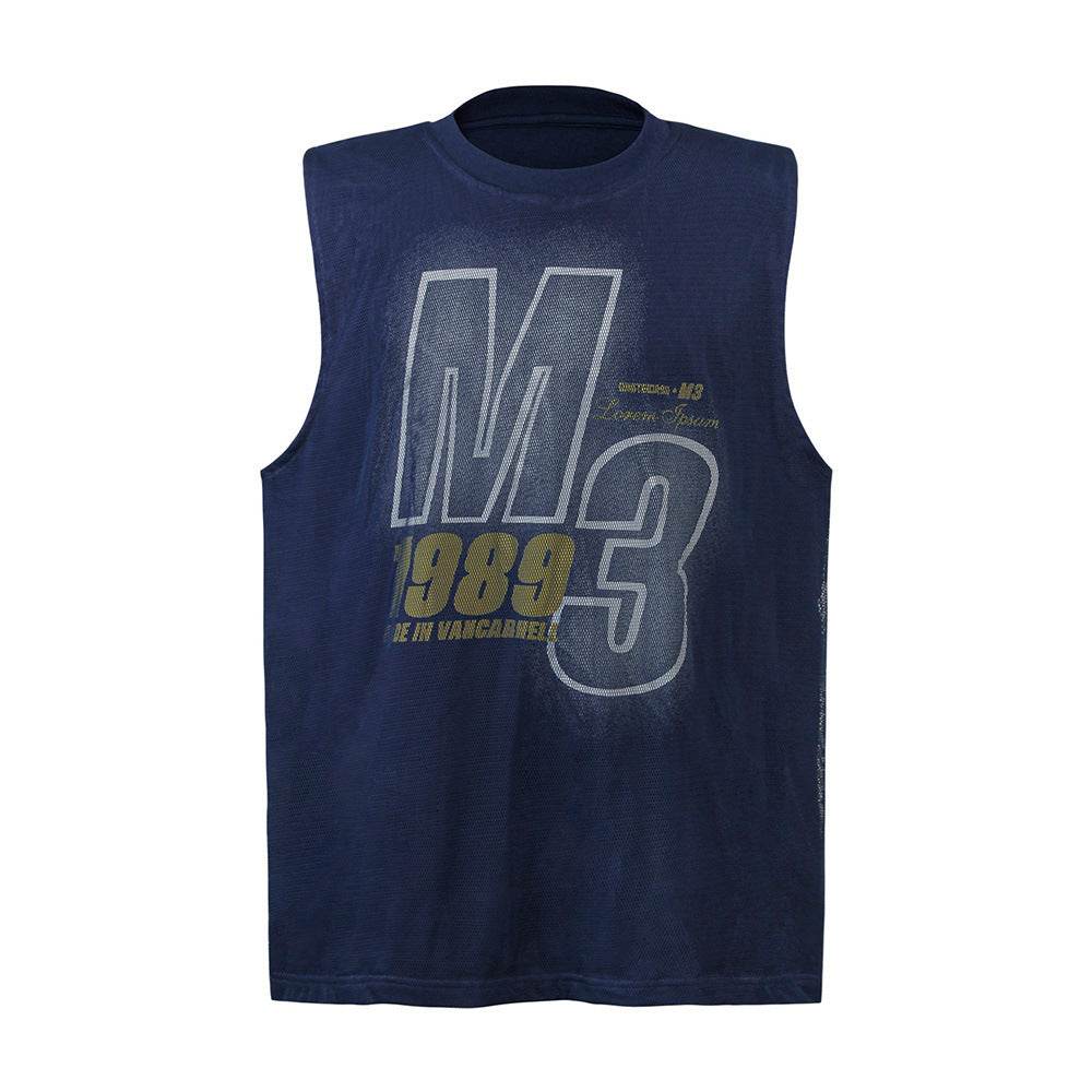 Fashion Stitching Mesh Waistcoat Sports Vest For Men Blue MuddyStock