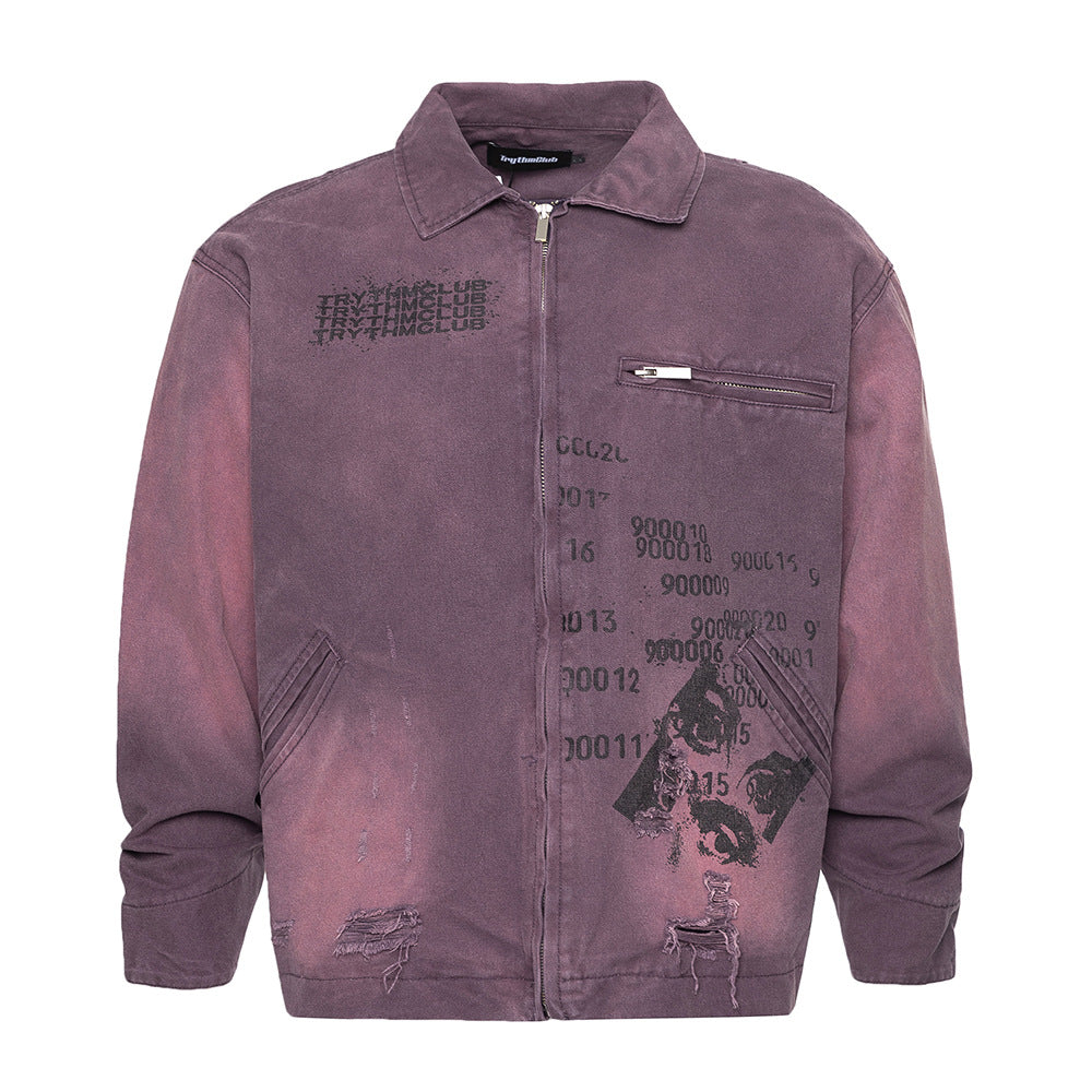 Gradient Inkjet Workwear Jacket For Men Purple
