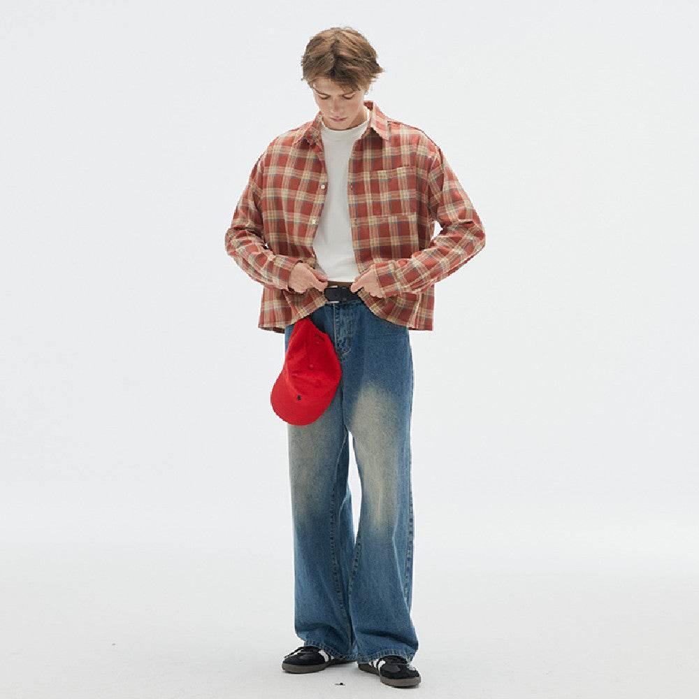 Retro Washed Distressed Jeans For Men