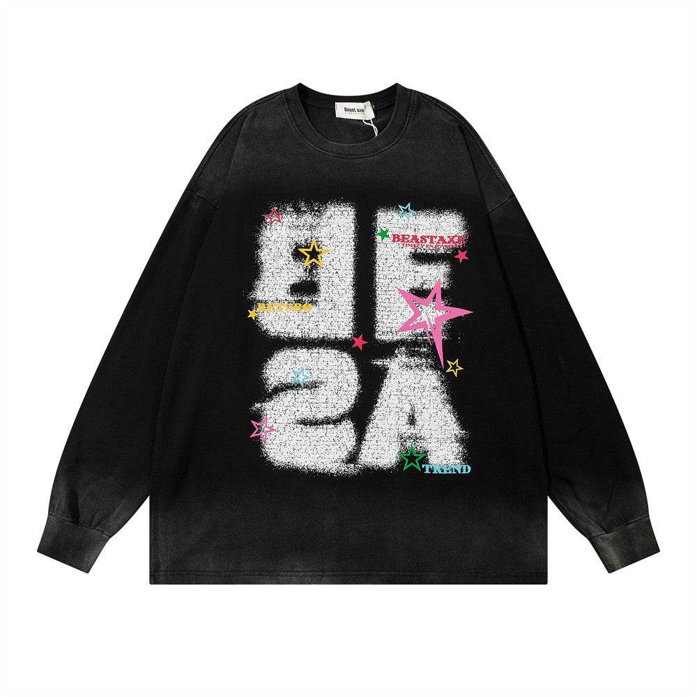 Fashion Letter Printed Cotton T-shirt For Both Men And Women Black MuddyStock