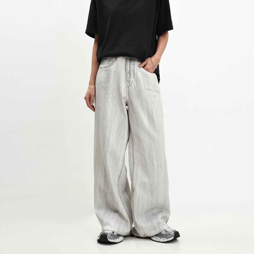 Retro Washed Distressed Draping Jeans For Men And Women MuddyStock