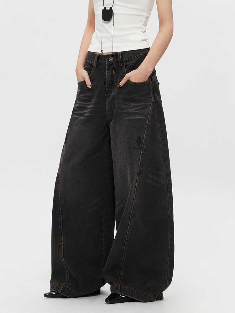 Retro Jeans Loose Straight Drooping Wide Leg Pants For Men And Women