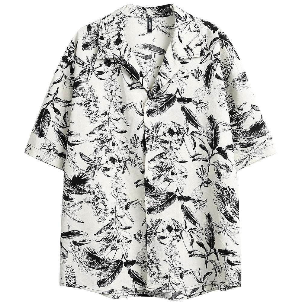 Men and Women Printed Short-sleeved Shirt White MuddyStock