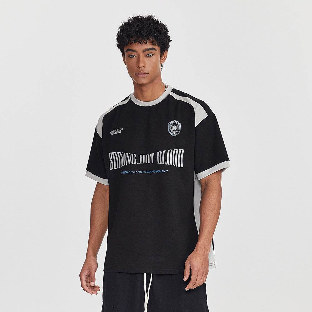Color Contrast Patchwork Sports T-shirt For Men MuddyStock