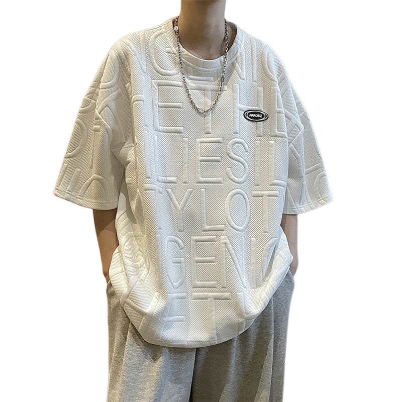 Summer Three-dimensional Letter Men's Short Sleeve Retro Loose MuddyStock