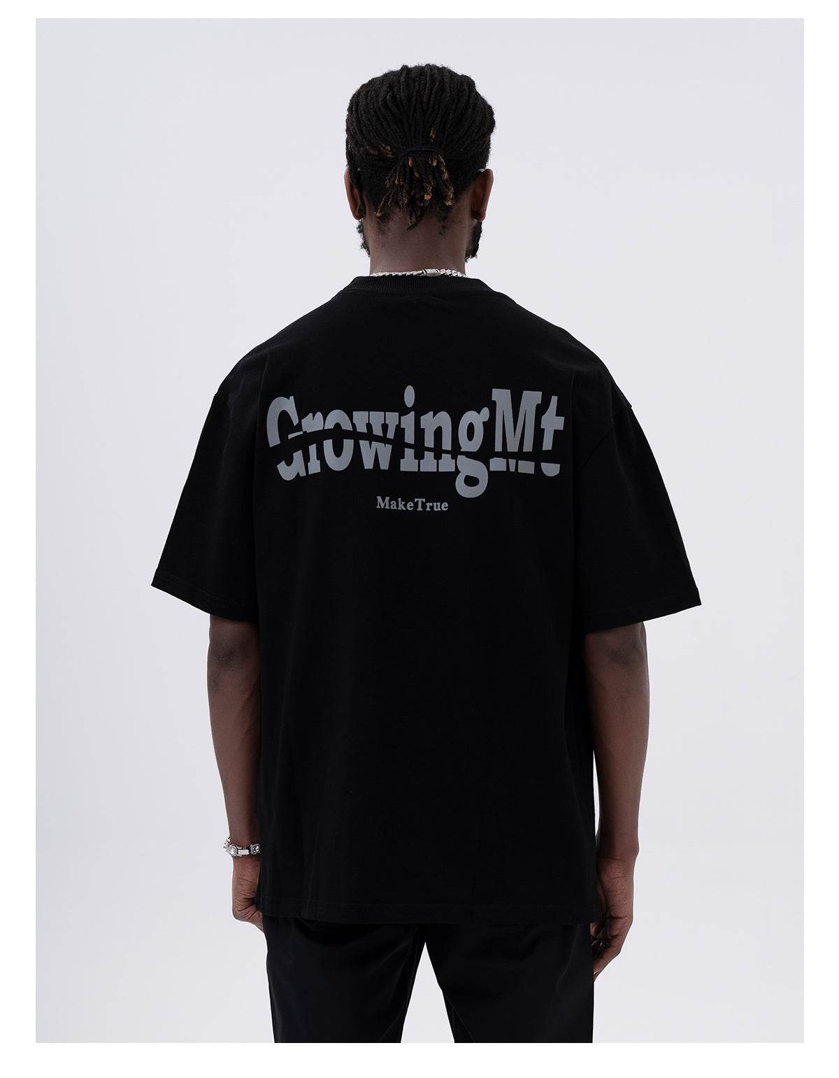Men's Casual Back Letter Print Short-sleeve T-shirt MuddyStock