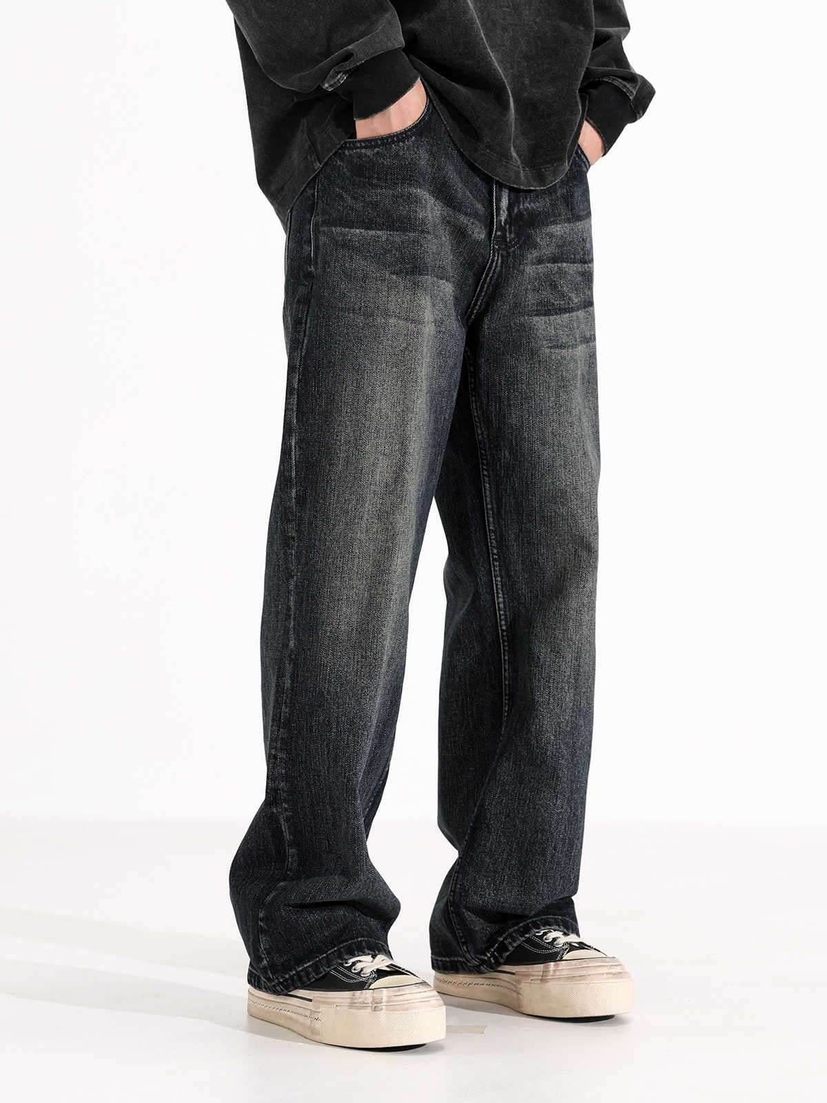 Retro Straight Jeans Men's American Loose-fitting Wide-leg Trousers MuddyStock