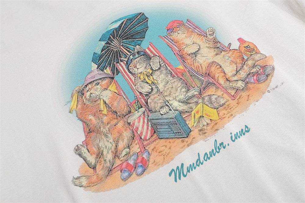 Kitten Print Casual Loose-fitting Pure Cotton Top For Men And Women MuddyStock
