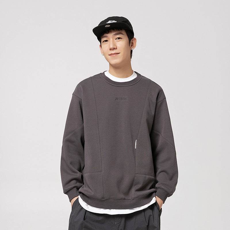 Men's Vintage Embroidery Fleece-lined Crew Neck Sweater MuddyStock