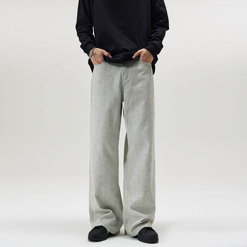Men's Marble Dark Pattern Casual Trousers Gray MuddyStock