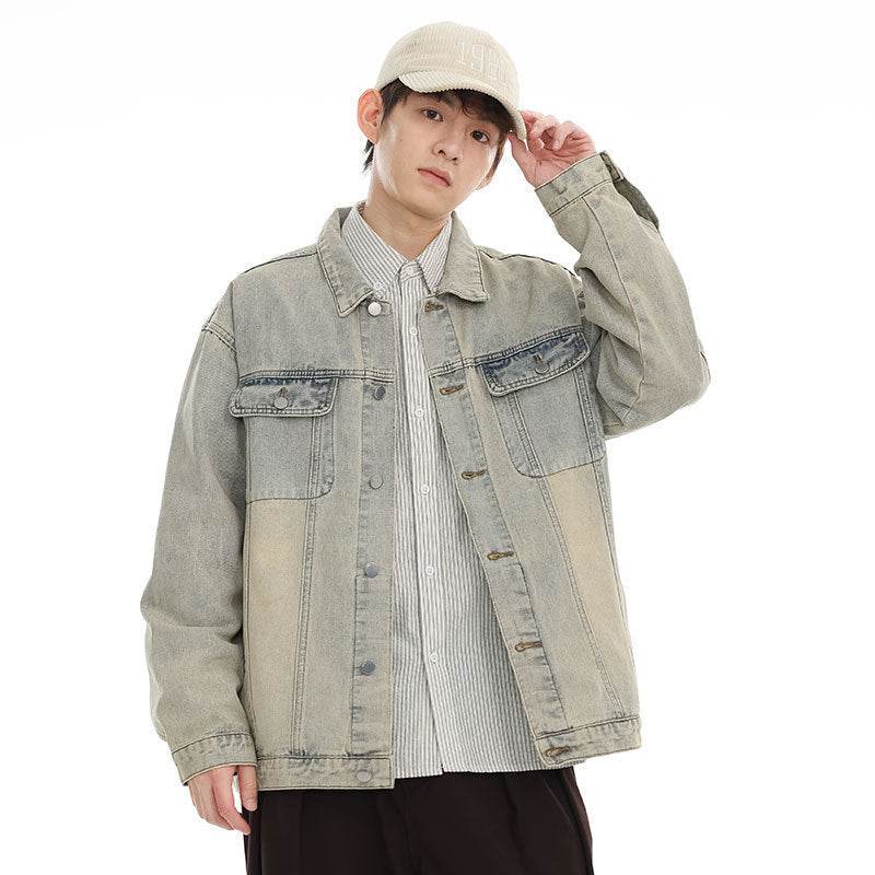American Retro Washed Denim Jacket Fall And Winter Lapels Jacket MuddyStock