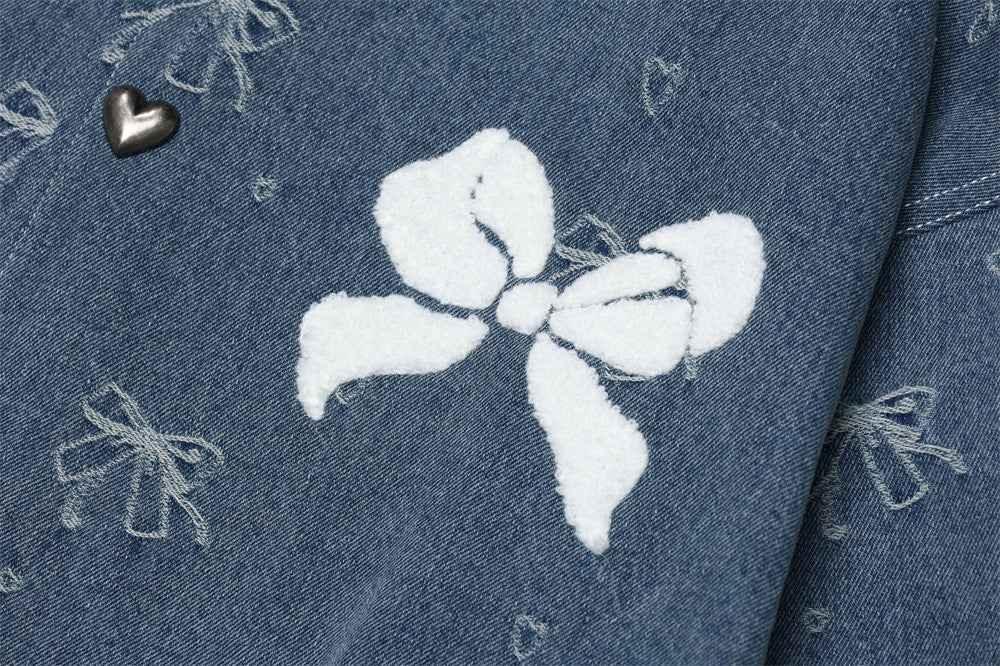 Bow Loose Baseball Uniform Coat For Women