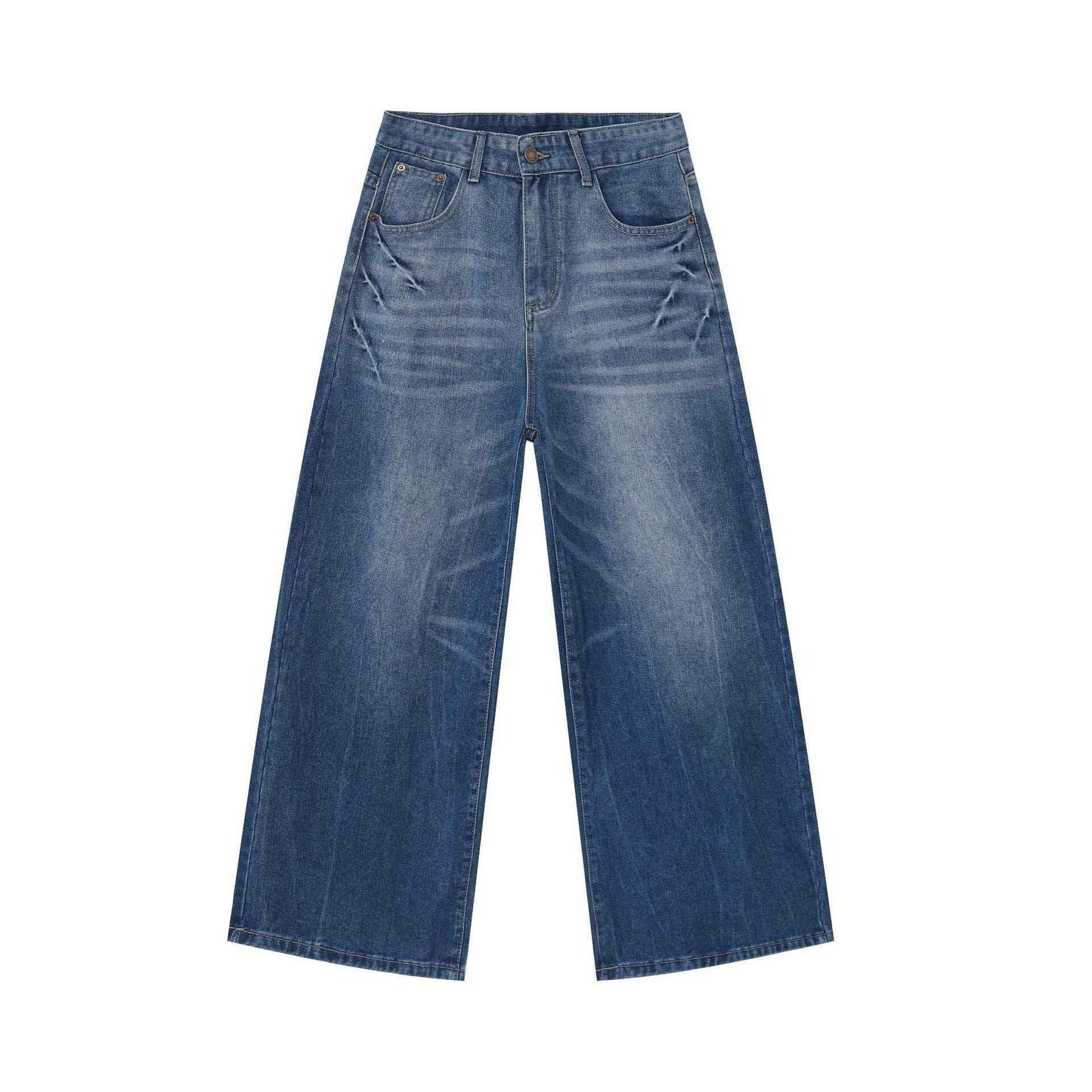 Men's American Retro Baggy Straight Jeans Light Blue
