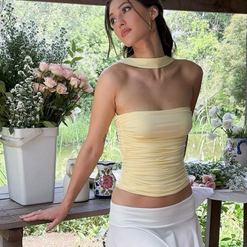 Women's Halter Ribbon Tube Top Vest MuddyStock