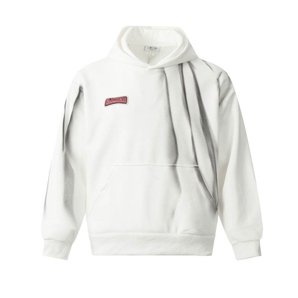 Spray Painting Dirty Hooded Loose Sweater Men White