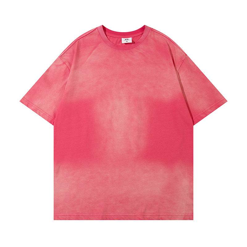 Wash Distressed Dirty Short Sleeve For Men Rose Red MuddyStock
