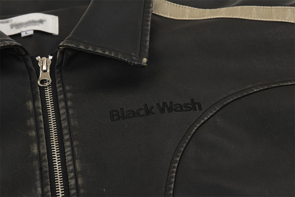 Distressed PU Leather Jacket For Men