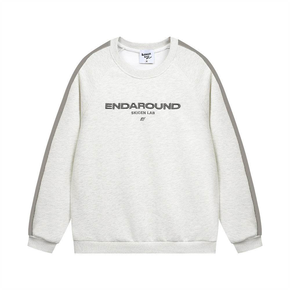 Fashion American Embroidery Letter Sweater For Men And Women Light Gray MuddyStock