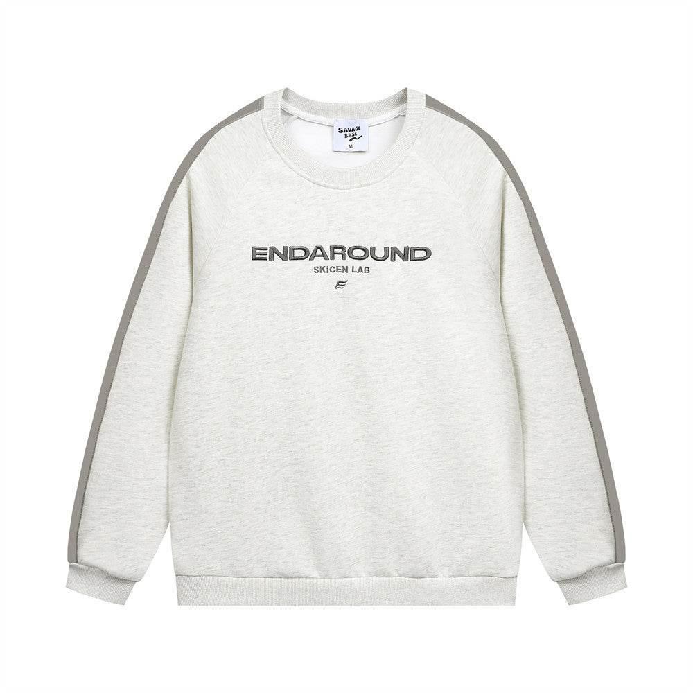 Fashion American Embroidery Letter Sweater For Men And Women Light Gray