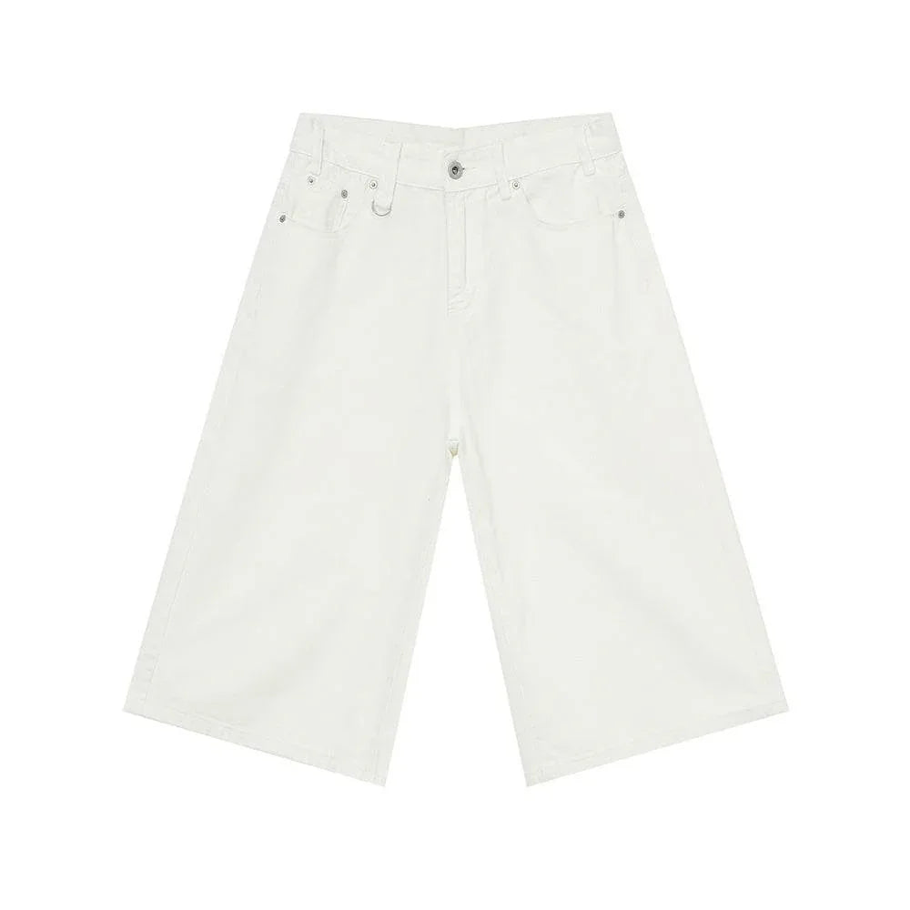Retro Distressed Flared Cropped Pants For Men And Women White MuddyStock
