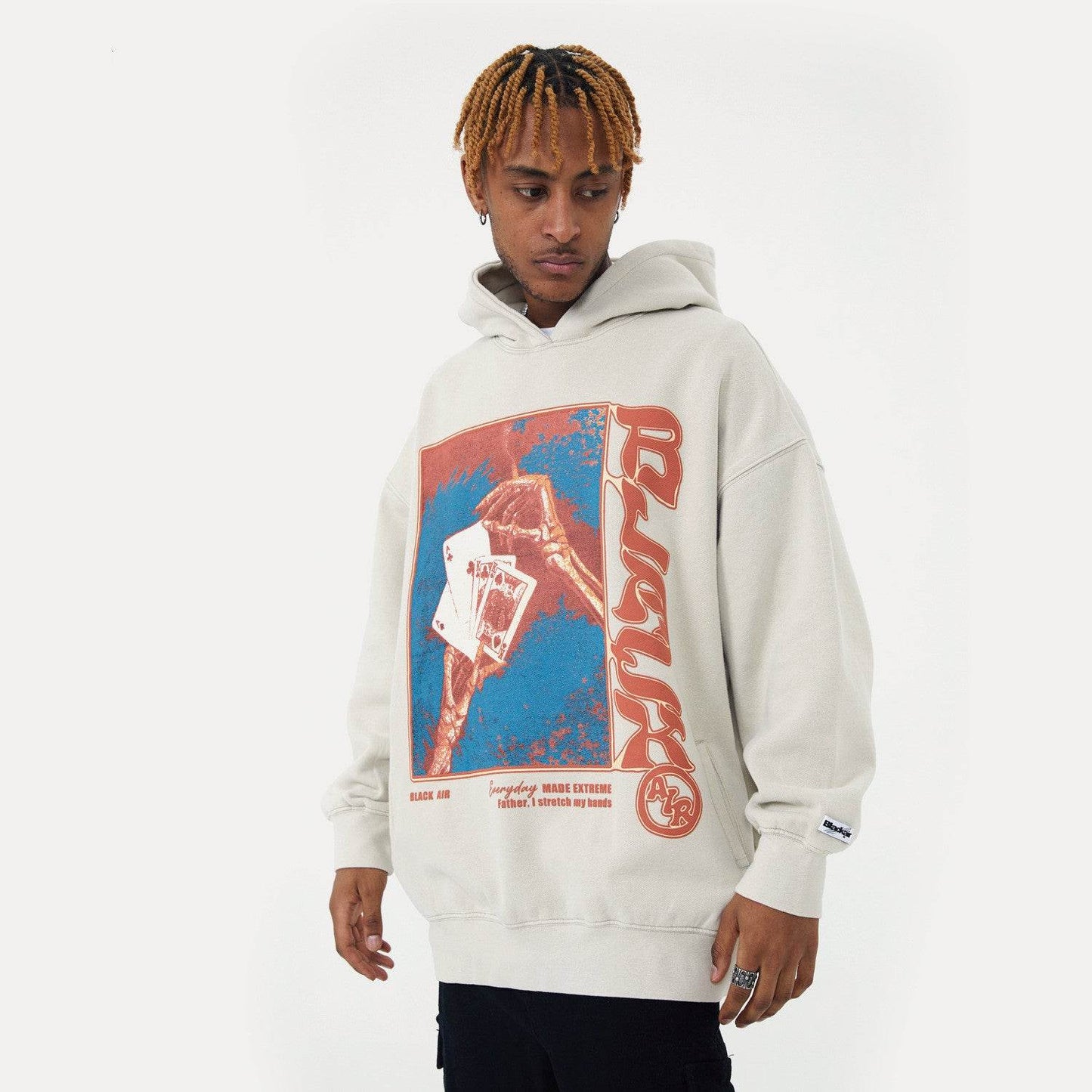 Street Retro Poker Printed Hoodie For Men MuddyStock