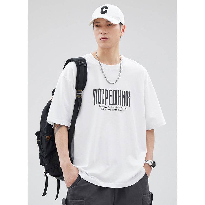 Letter Printed T-shirt Japanese Loose Cotton Half Sleeve T shirt MuddyStock