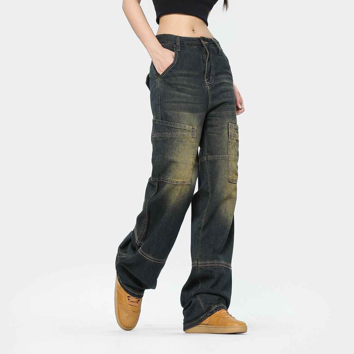 American Retro Wide Leg Jeans For Women MuddyStock
