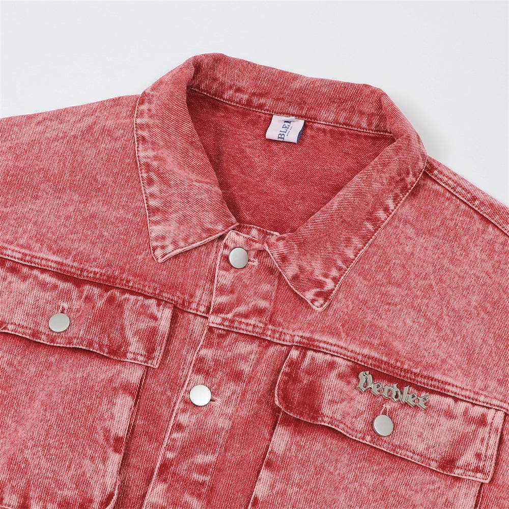 Washed Tie-dye Gradient Denim Jacket For Women MuddyStock
