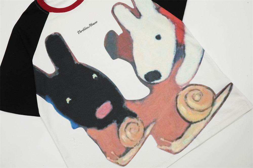 Cartoon Abstract Printing Cotton T-shirt For Men And Women MuddyStock