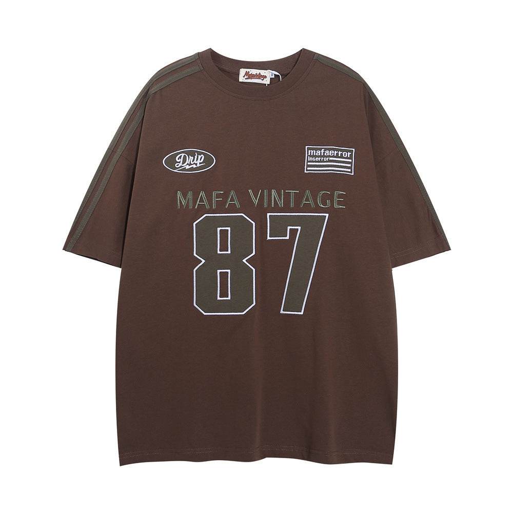 Printed Cotton T-shirt For Women Brown MuddyStock