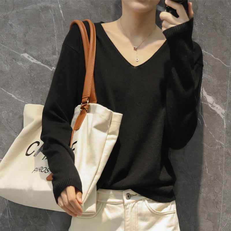 Plus Size Students Slimming Solid Color Top Black MuddyStock