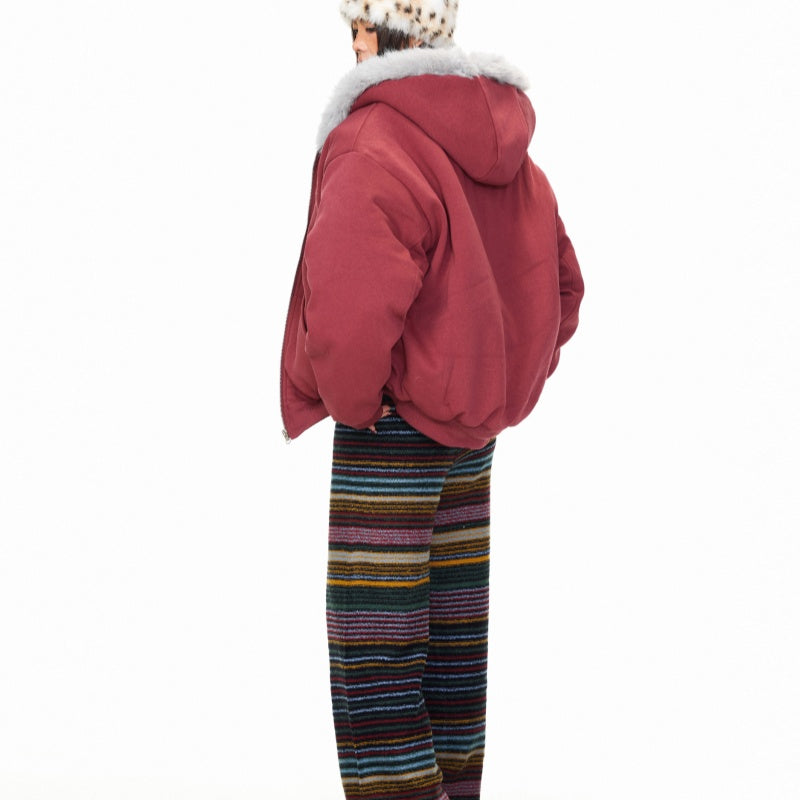 Hooded American High Street Loose Thickened Warm Jacket For Women