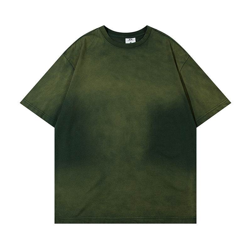 Wash Distressed Dirty Short Sleeve For Men Dark Green MuddyStock