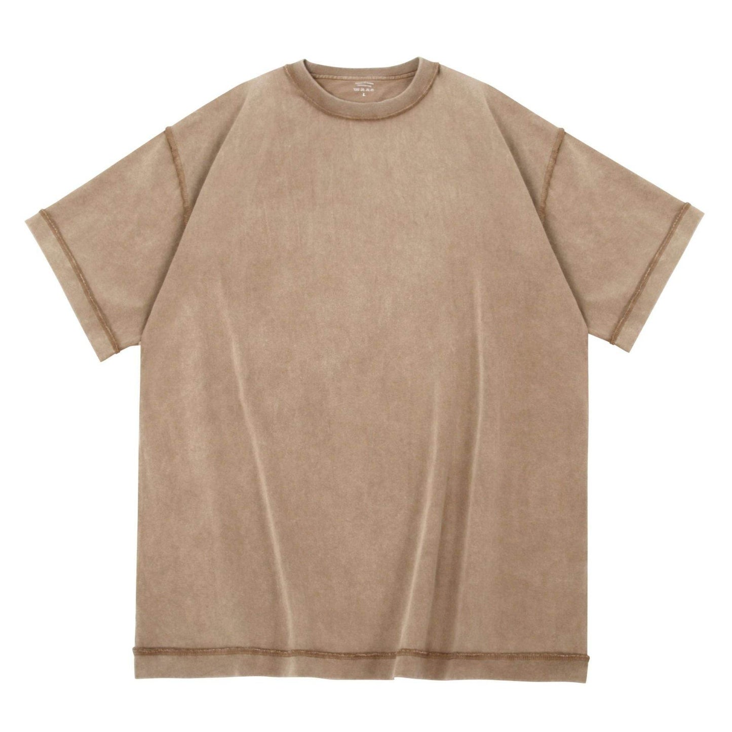 Heavy-duty Washed Reverse Short-sleeved Men Khaki 240G MuddyStock