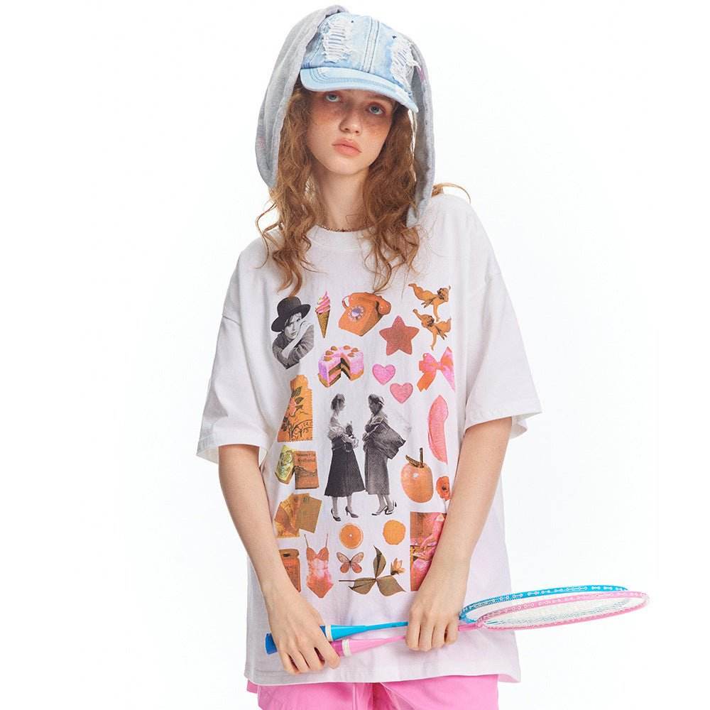Creative Printing Cotton Short Sleeve Women MuddyStock