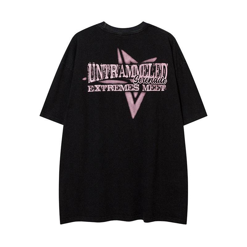 Cartoon Five-pointed Star Printed Short Sleeve For Men And Women MuddyStock