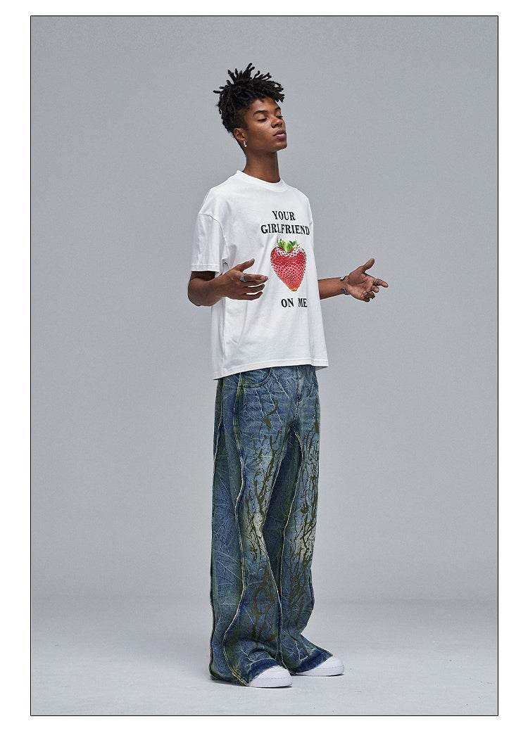 American Street Dirtyfit Heavy Industry Washed Distressed Wide Leg Jeans MuddyStock