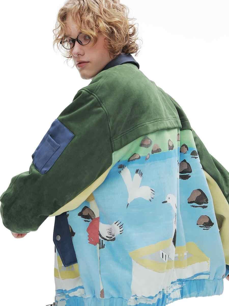 Retro Patchwork Baseball Jacket For Men