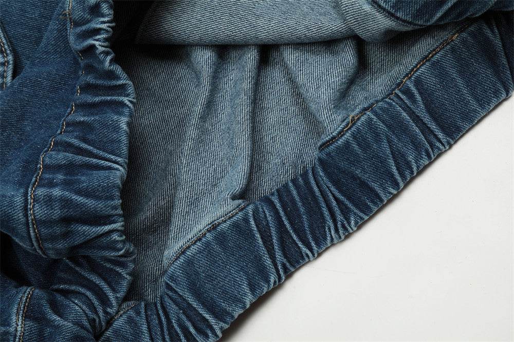 Creative Contrast Color Letter Printing Denim Jacket For Men And Women MuddyStock