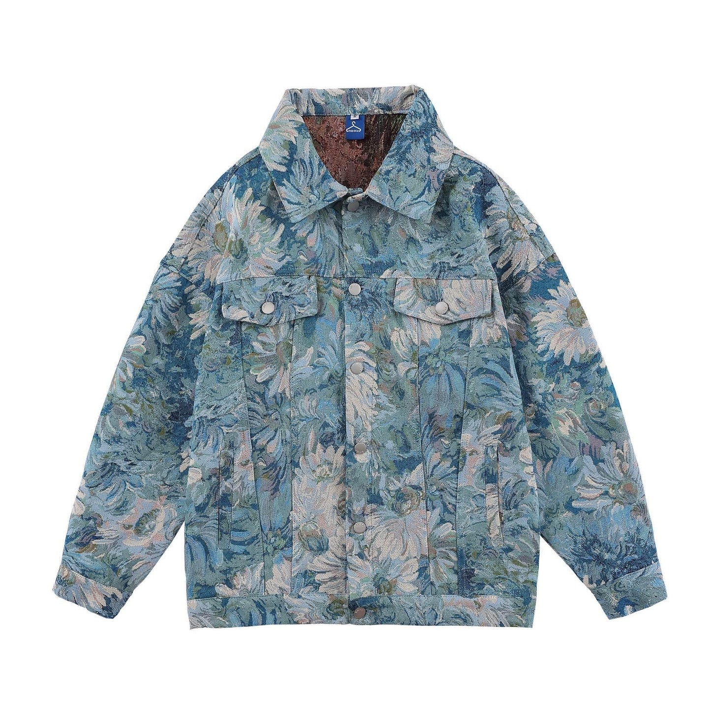 Floral Denim Autumn Loose Men And Women Jacket