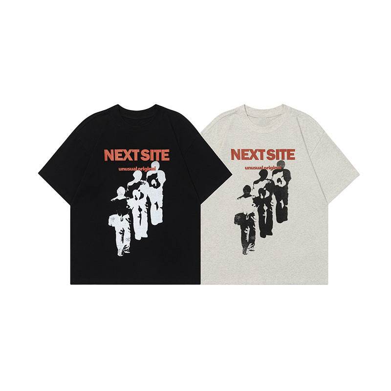 Character Abstract Graphic Print Crew Neck Short Sleeve For Women MuddyStock