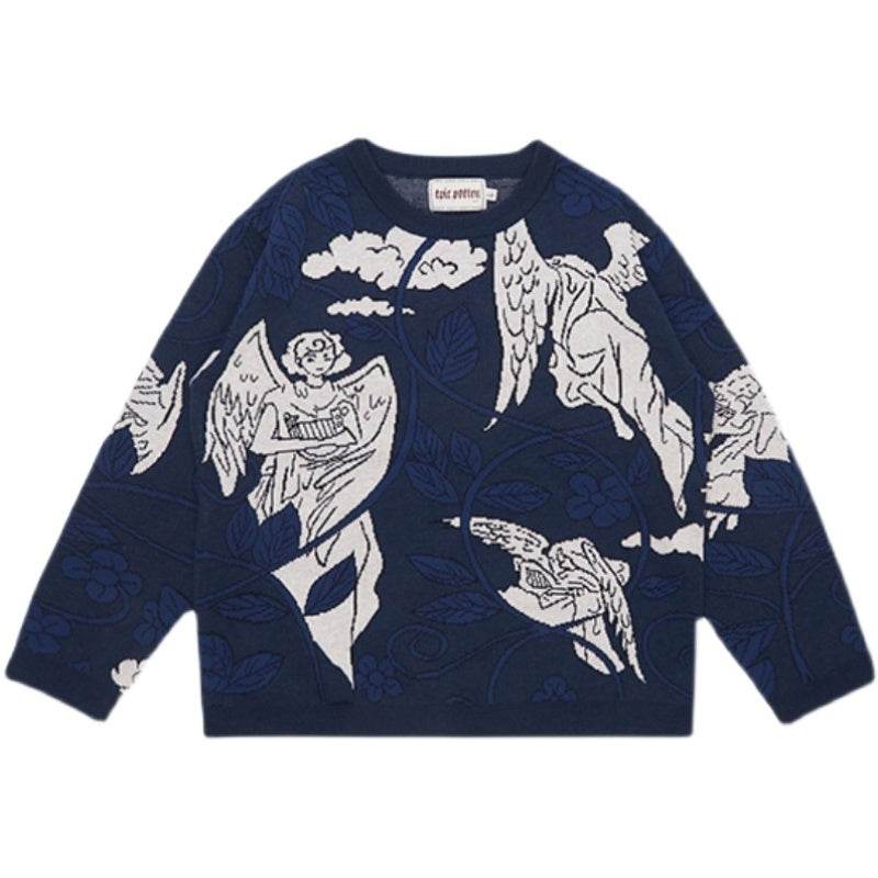 Woven Crew Neck Casual Sweater For Men Blue MuddyStock