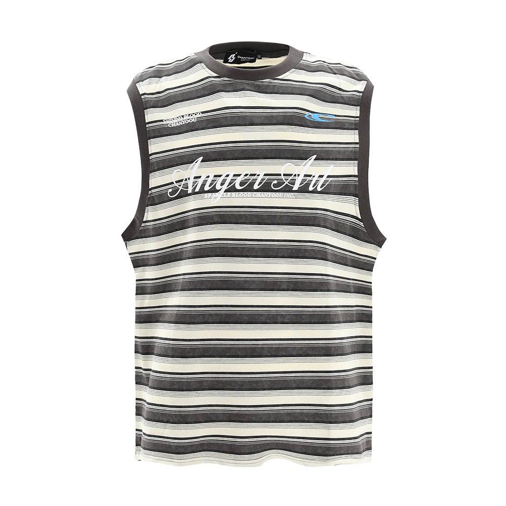 Fashion Personality Striped Casual Waistcoat For Both Men And Women Black MuddyStock